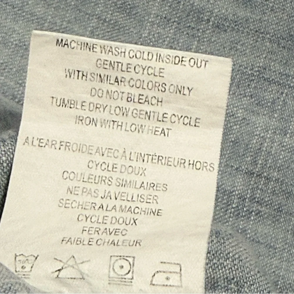 Linen Blend Level 99 Light Blue Chambray Utility Bomber Jacket Size L Large